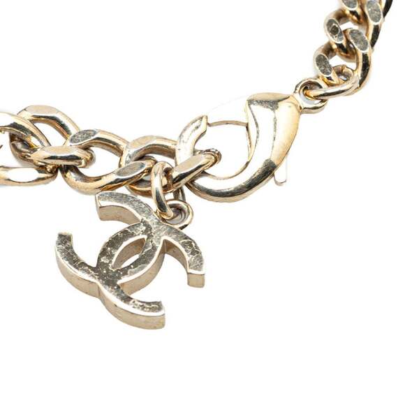 CHANEL Silver Logo Charm Bracelet